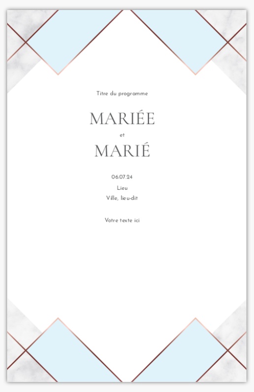 Aperçu du graphisme pour Programmes de mariage, 21,6 x 13,9 cm