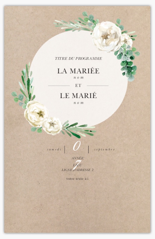 Aperçu du graphisme pour Galerie de modèles : programmes de mariage, 21,6 x 13,9 cm