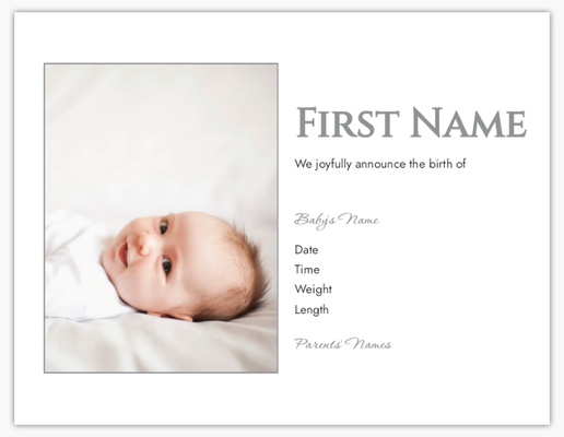A photo birth announcement gray design for Baby with 1 uploads