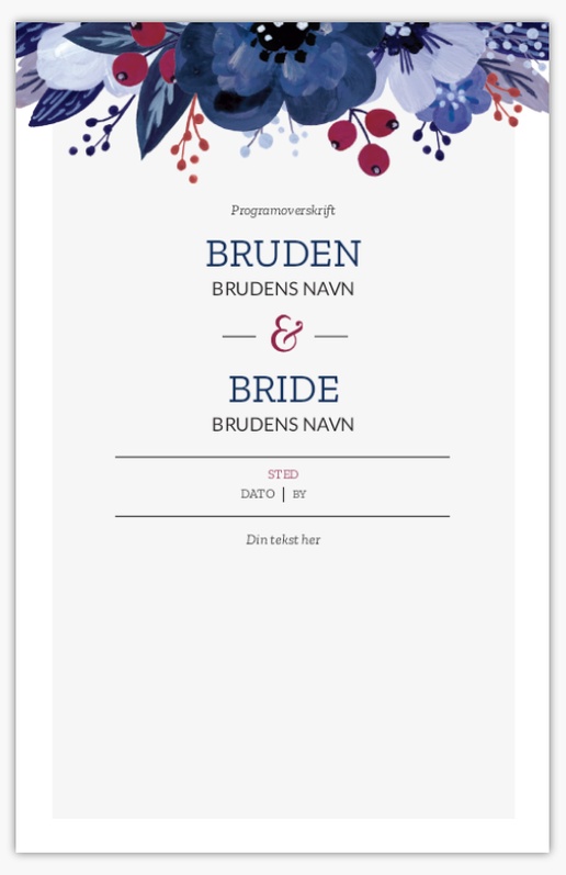 Forhåndsvisning af design for Designgalleri: Programmer Bryllupsprogrammer, 21,6 x 13,9 cm