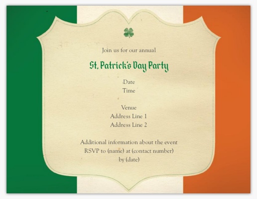 Design Preview for St. Patrick's Day Invitations & Announcements Templates, 5.5" x 4" Flat