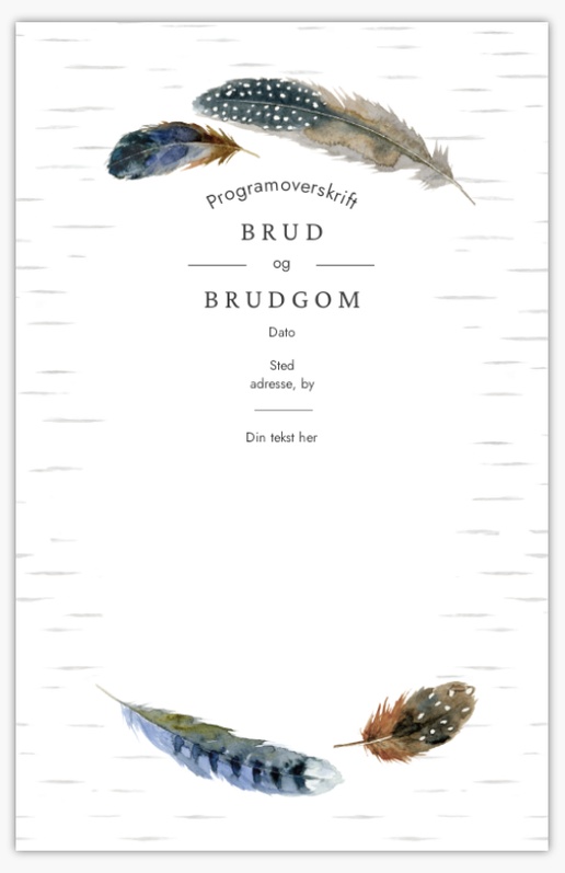 Forhåndsvisning av design for Designgalleri: Bohem Bryllupsprogrammer, 21,6 x 13,9 cm