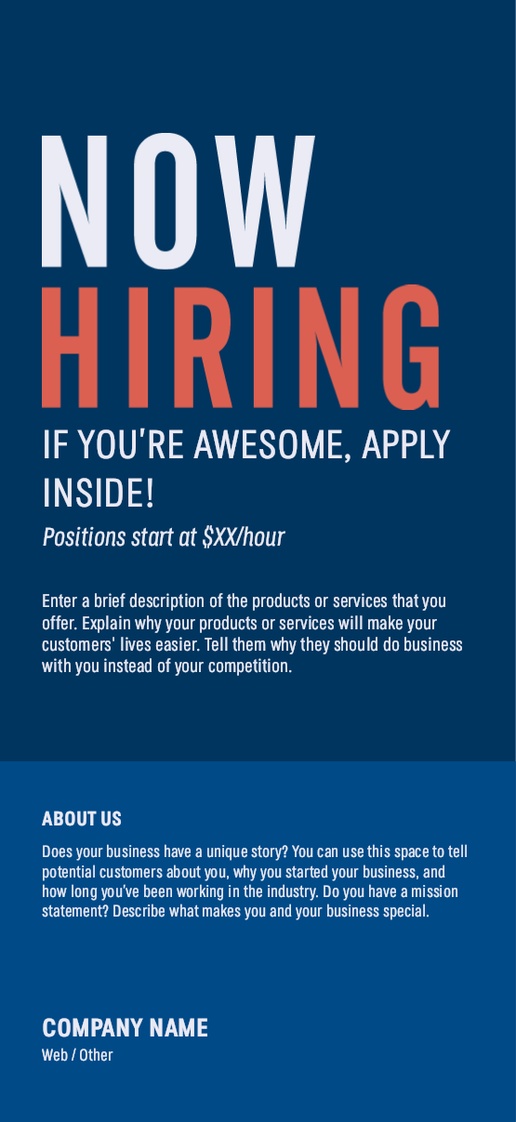 A now hiring hiring blue gray design for Events
