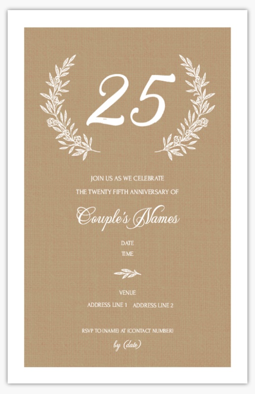 A 25th anniversary party anniversary celebration white brown design for Events