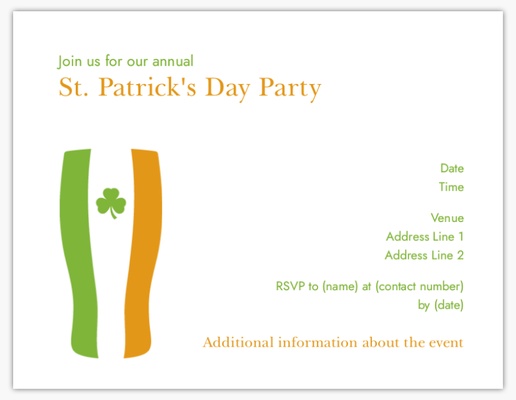 Design Preview for St. Patrick's Day Invitations & Announcements Templates, 5.5" x 4" Flat