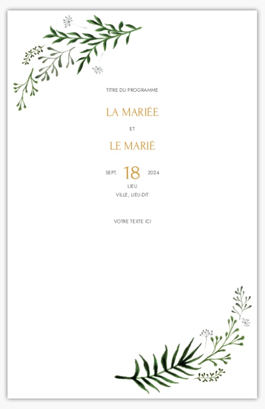 Aperçu du graphisme pour Galerie de modèles : programmes de mariage pour végétation, 21,6 x 13,9 cm
