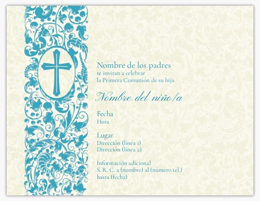 Vista previa del diseño de Galería de diseños de tarjetas e invitaciones para primera comunión, Plano 13,9 x 10,7 cm