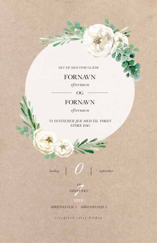 Forhåndsvisning af design for Designgalleri: Blomstret Bryllupsinvitationer, Enkeltsidet 21.6 x 13.9 cm