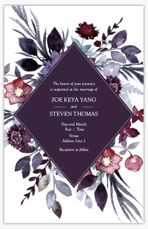 A karta odbiorcza 수신 카드 white purple design for Floral