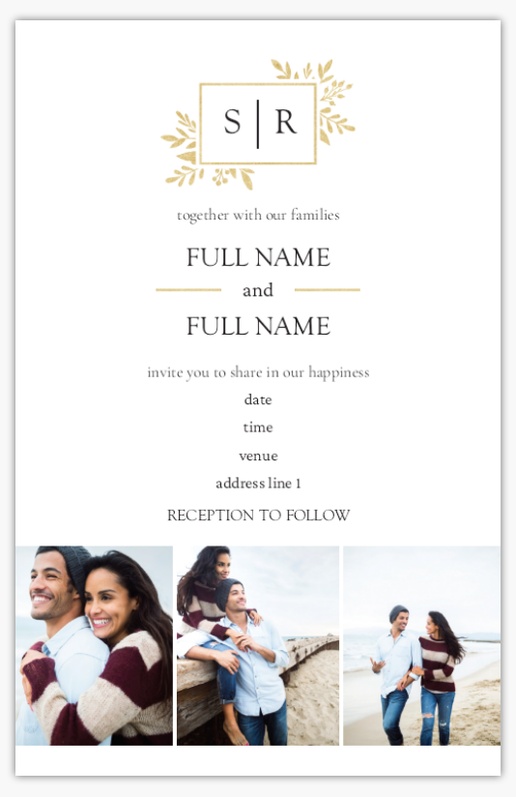Design Preview for Design Gallery: Monograms Wedding Invitations, Flat 18.2 x 11.7 cm