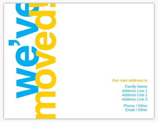 A moving announcement we've moved yellow blue design for Events