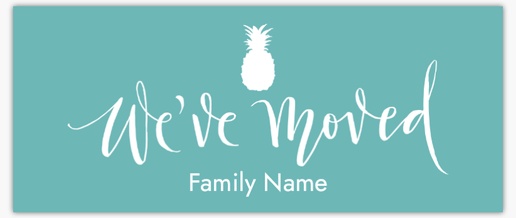 A pineapple moving announcement typography blue white design for General Party