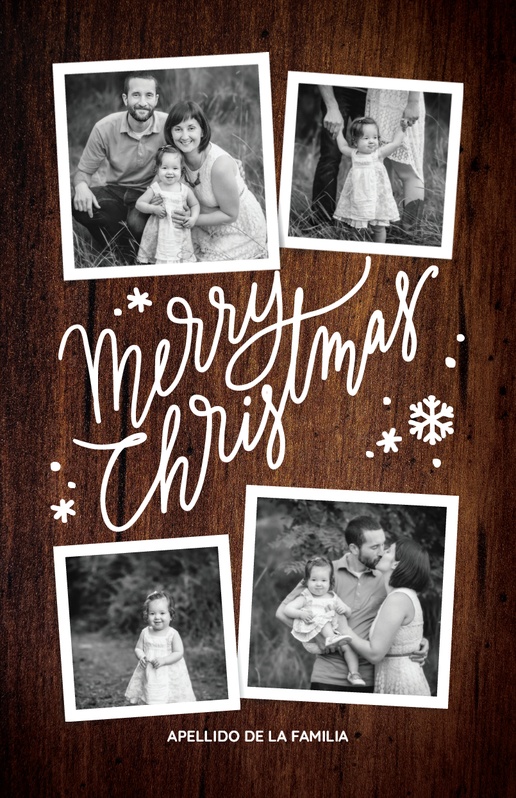 Un madera 3 fotos diseño marrón blanco para Navidad con 4 imágenes
