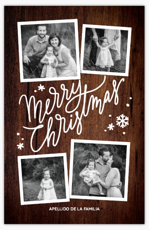 Un madera 3 fotos diseño marrón gris para Navidad con 4 imágenes