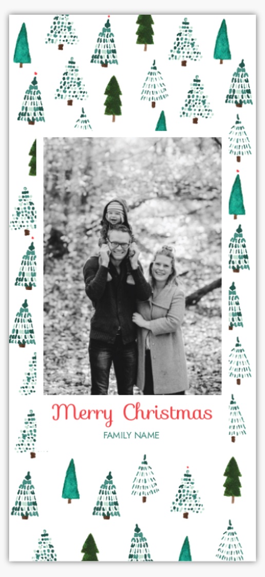 Design Preview for Trees & Wreaths Christmas Cards Templates, Flat 4” x 8” 