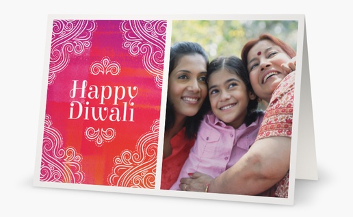 Design Preview for  Diwali Holiday Cards: Designs and Templates, Folded 4.6" x 7.2" 