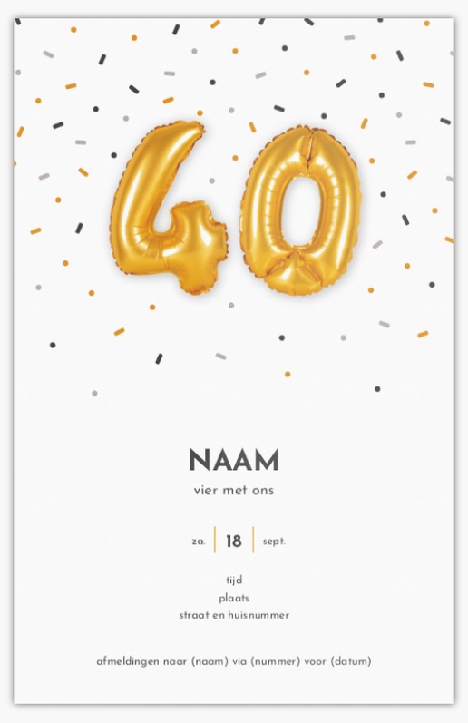 Voorvertoning ontwerp voor Verjaardagsuitnodigingen voor volwassenen, Ongevouwen 18.2 x 11.7 cm
