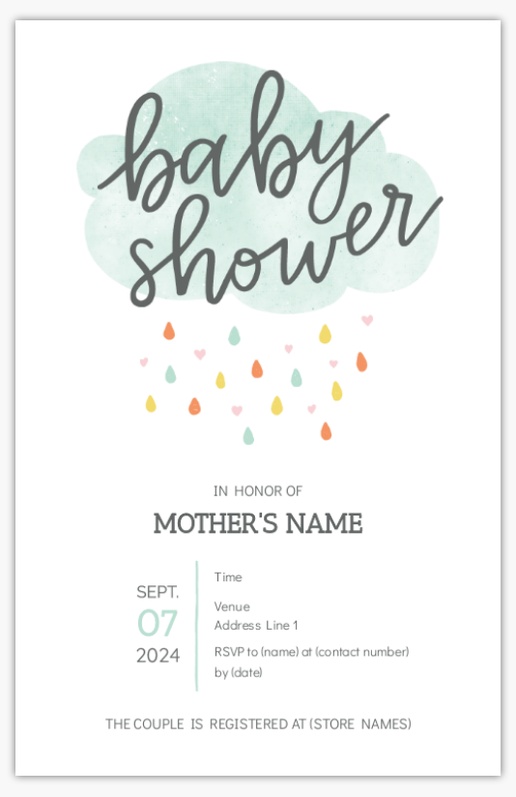 A rain shower baby white design for Baby Shower