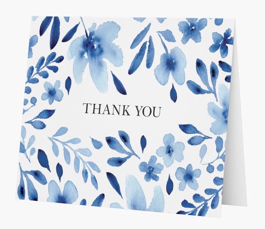 A blue florals thank you white blue design