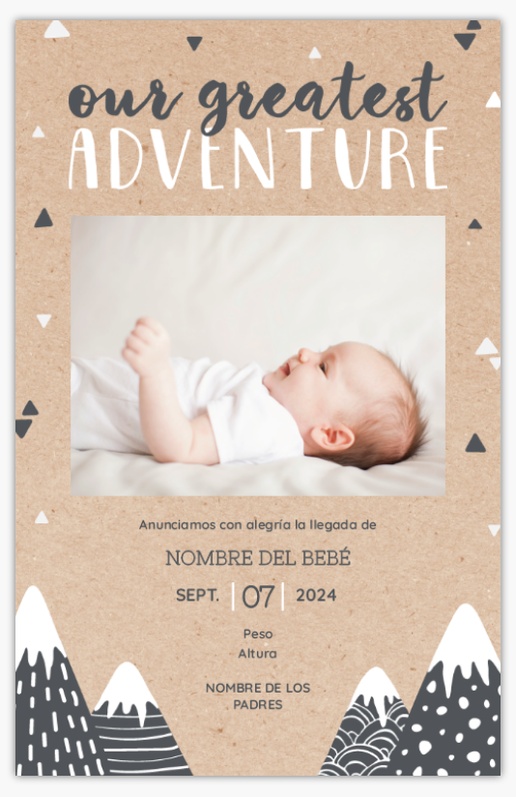 Un foto té de bebé diseño marrón gris para Comunicados de nacimiento con 1 imágenes