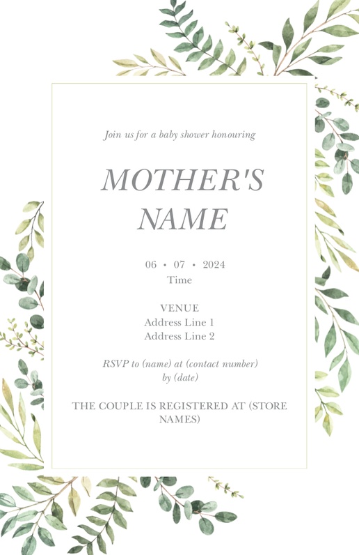 Design Preview for Design Gallery: Florals & Greenery Invitations & Announcements, 4.6” x 7.2” Flat