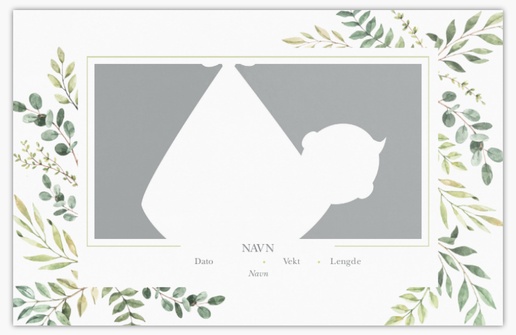 Forhåndsvisning av design for Designgalleri: Blomster og grønne planter Fødselskunngjøringer, 18.2 x 11.7 cm