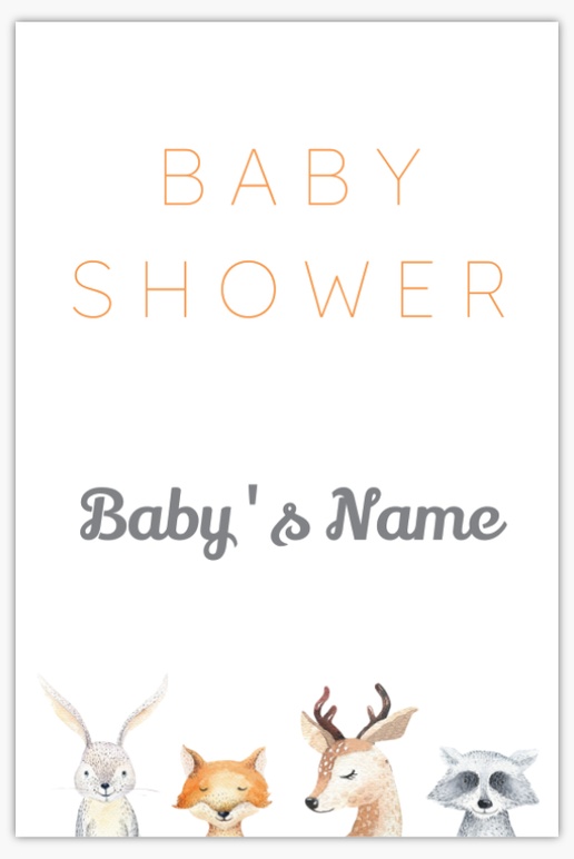 A photo birth announcement deer gray orange design for Baby