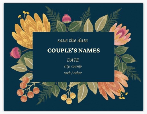 Design Preview for Floral Save the Date Cards Templates, 5.5" x 4"