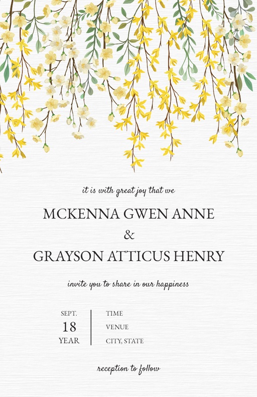 A forsythia gen z yellow wedding white gray design for Theme