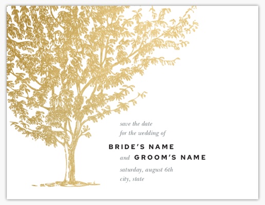 A elegant gold tree save the date white cream design for Fall