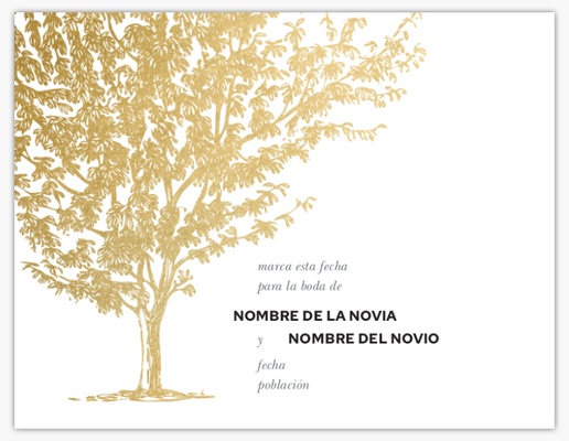 Un elegante árbol dorado, guarda la fecha diseño blanco crema para Otoño