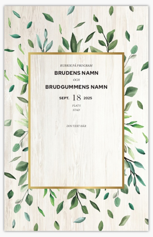 Förhandsgranskning av design för Designgalleri: Rustikt Bröllopsprogram, 21,6 x 13,9 cm