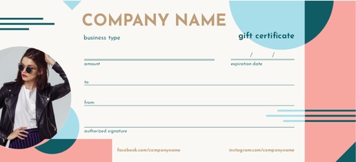 A style gift certificates gray pink design