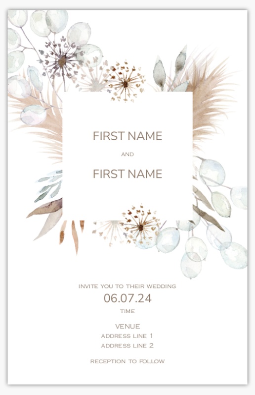 Design Preview for Bohemian Wedding Invitations Templates, 4.6" x 7.2" Flat