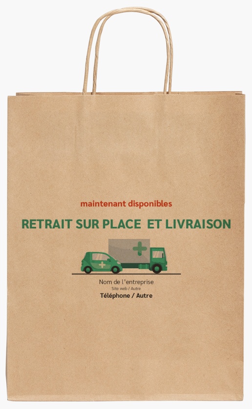 Aperçu du graphisme pour Galerie de modèles : sacs en papier kraft pour santé et services sociaux, 24 x 11 x 31 cm