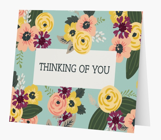 A colorful flowers greeting card white cream design for Theme