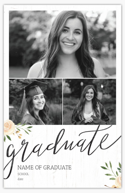 A rustic graduation floral white gray design for General Party with 3 uploads