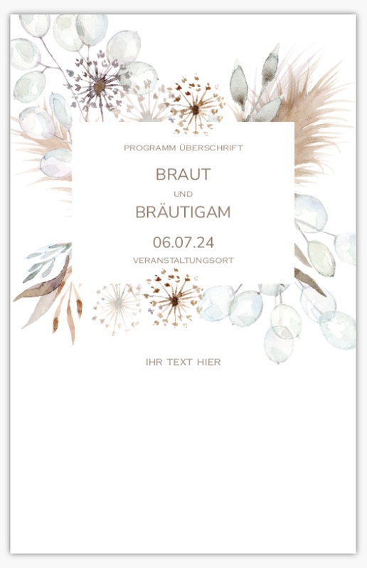 Designvorschau für Designgalerie: Hochzeitsprogramme, 21,6 x 13,9 cm