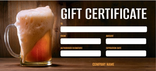 Design Preview for Design Gallery: Bars & Nightclubs Gift Certificates