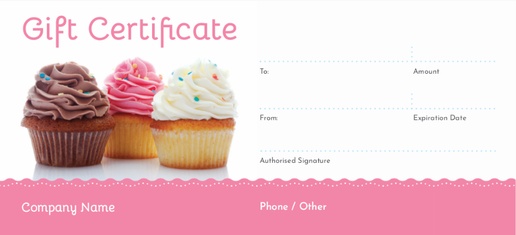 Design Preview for Design Gallery: Bakeries Gift Certificates