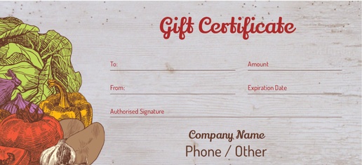 Design Preview for Farmers Market Gift Certificates Templates