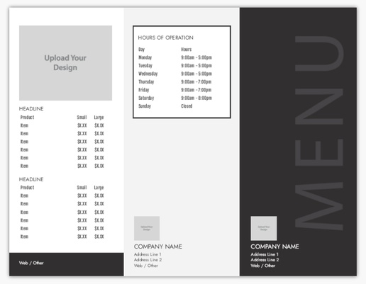 Design Preview for Food & Beverage Custom Menus Templates, Tri-Fold Menu