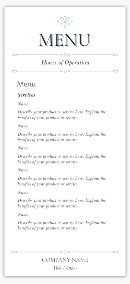 A elegant menu white gray design for Menus