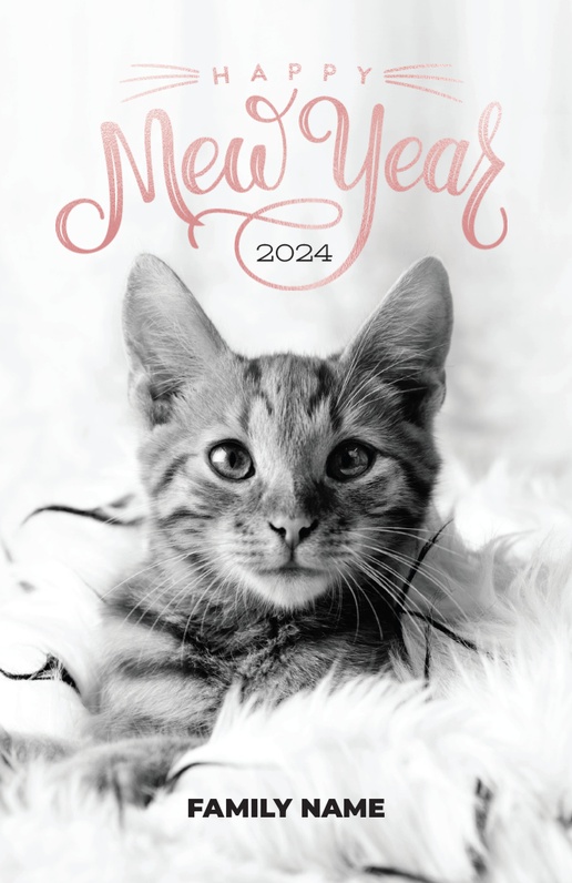 A pet new years card pet black pink design for New Year with 1 uploads