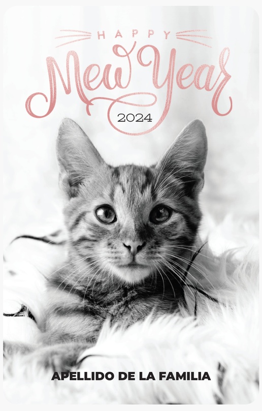 Un tarjeta de año nuevo para mascotas mascota diseño negro rosa para Año Nuevo con 1 imágenes