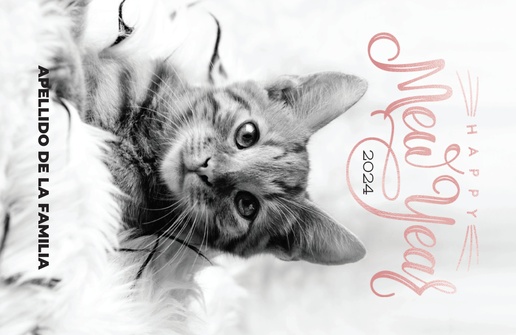 Un tarjeta de año nuevo para mascotas mascota diseño gris rosa para Año Nuevo con 1 imágenes