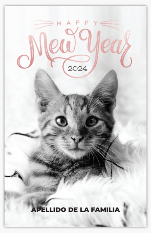 Un tarjeta de año nuevo para mascotas mascota diseño gris rosa para Año Nuevo con 1 imágenes