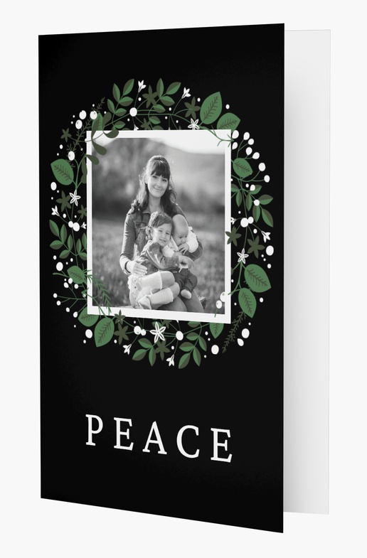 A photo wreath with black background black white design for Holiday with 1 uploads
