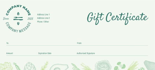 Design Preview for Organic Food Stores Gift Certificates Templates
