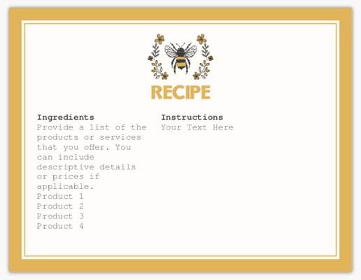 A mehiläinen pitäjän recipe card white yellow design